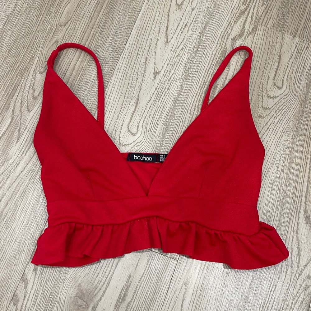 Red Cropped Tank Top Size 2